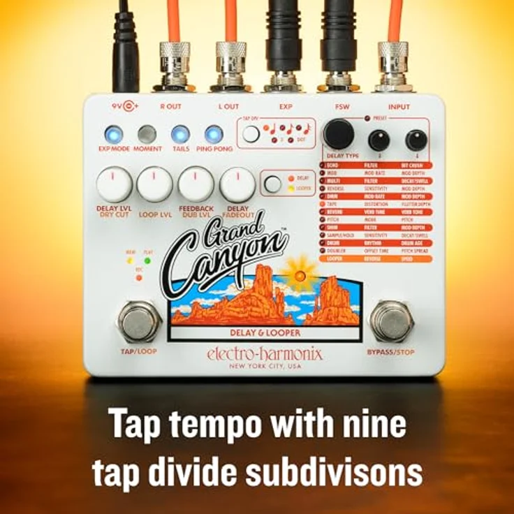 Electro Harmonix Grand Canyon, Delay und Looper Effektpedal mit 12 Effekten, 3 Sekunden Delayzeit, 16 Minuten Looperaufnahme, inklusive Netzteil – Bild 8
