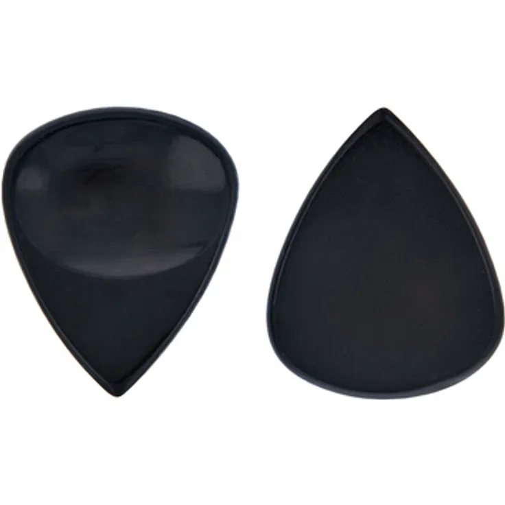 Harley Benton Black Horn Pick Set, Set mit 2 Plektren aus schwarzem Horn, Form 351 mit Griffmulde