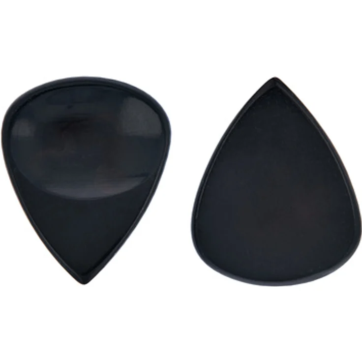 Harley Benton Black Horn Pick Set, Set mit 2 Plektren aus schwarzem Horn, Form 351 mit Griffmulde