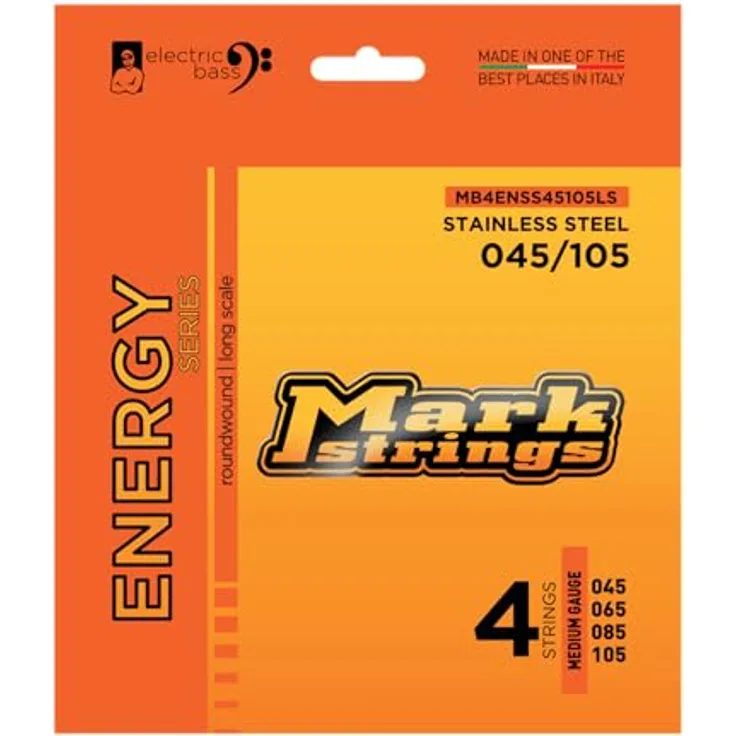 Markbass Energy 4 STS 045-105 RW, E-Bass Saitensatz Roundwound, Edelstahl, handgewickelt, Stärke 045-105, Long Scale