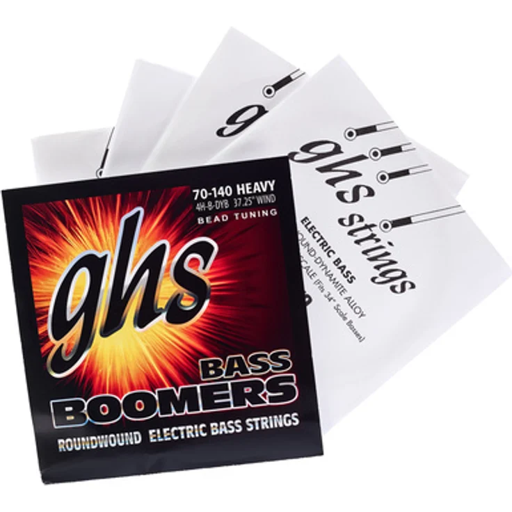 GHS Bass Boomers 70-140 Heavy, E-Bass Saiten für H-E-A-D Stimmung, Nickel-plated Steel, 4-Saiter Satz, Long Scale 34" – Bild 1