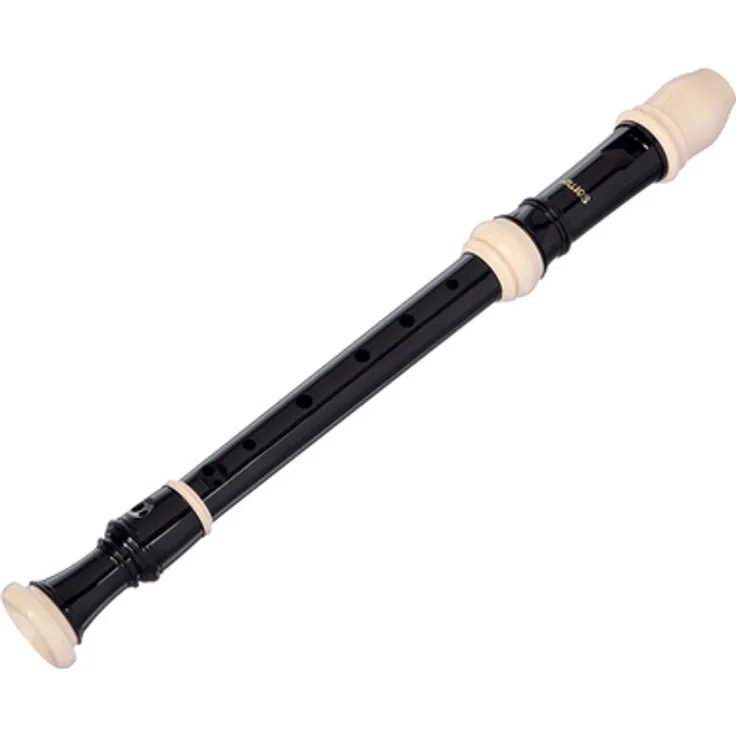 Aulos 502B Symphony Soprano Recorder, deutsche Griffweise, gebogener Windkanal, Doppelloch, elfenbeinfarbig mit dunkelbraunem Korpus, einteilig, inkl. Tasche
