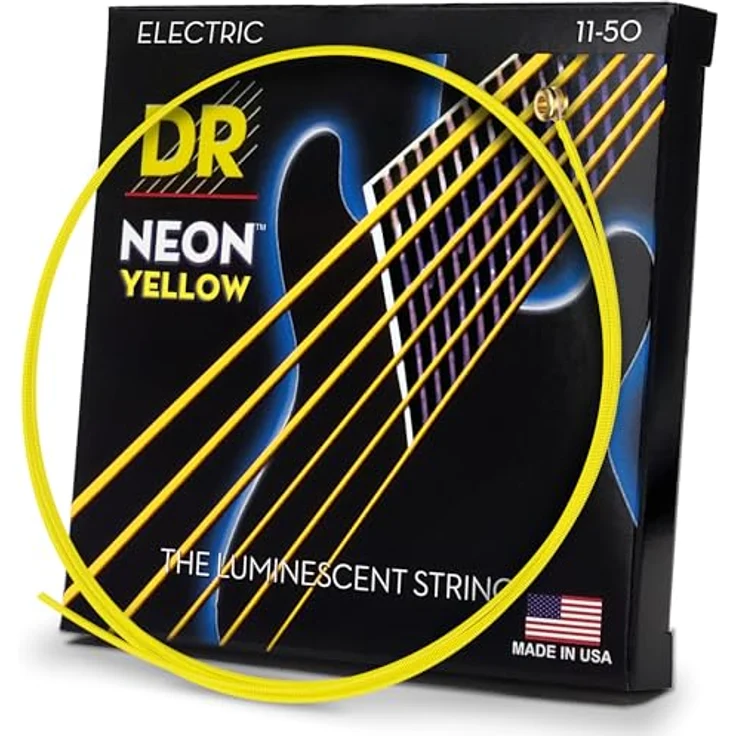 DR Strings NYE-11 E-Gitarrensaiten, Hi-DEF Neon, Neongelb, 11-50, langlebig mit klarer Artikulation – Bild 1