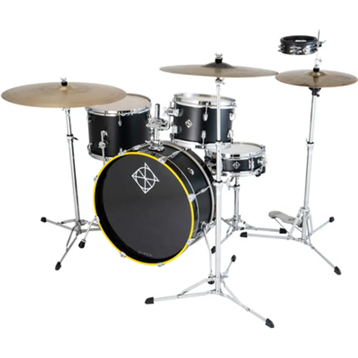 Dixon Little Roomer 5pc Set GBK, Schlagzeugset mit 9-lagigen Mahagoni Kesseln, Gloss Black Finish, inkl. Pouch