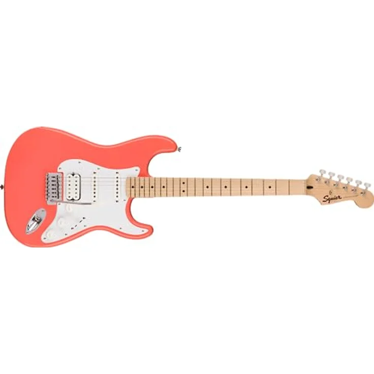 Fender Squier Stratocaster HSS MN, E-Gitarre in Tahitian Coral mit hochwertiger Verarbeitung – Bild 1