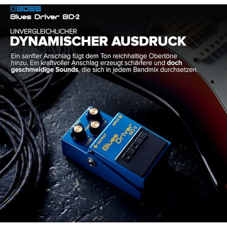 Boss BD-2 Overdrive, E-Gitarren Effektpedal mit Vintage Röhrenamp-Sound, Level, Tone & Gain Regler, blau – Bild 5