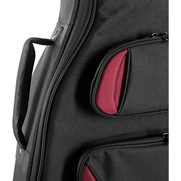 Fame Gigbag für Westerngitarre, Dreadnought und Grand Auditorium, dicke Polsterung, Halsstütze, 3 Zubehörfächer, wetterfest, Rucksackgarnitur, gepolsterter Tragegriff, 107 cm – Bild 2