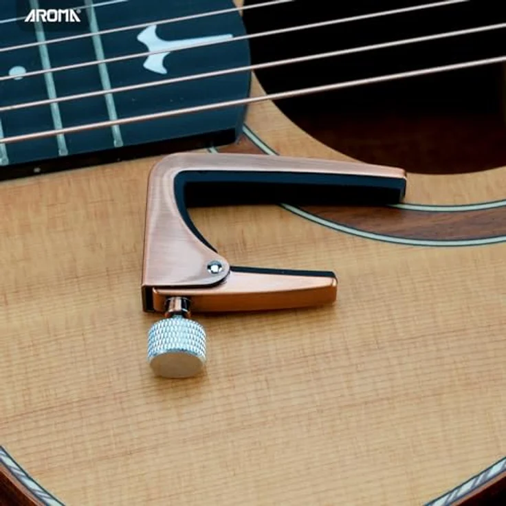 AROMA Kapodaster Performance Kapo, verstellbare Spannung für 6-saitige Akustik- und E-Gitarren, Silber oder Vintage-Bronze – Bild 5