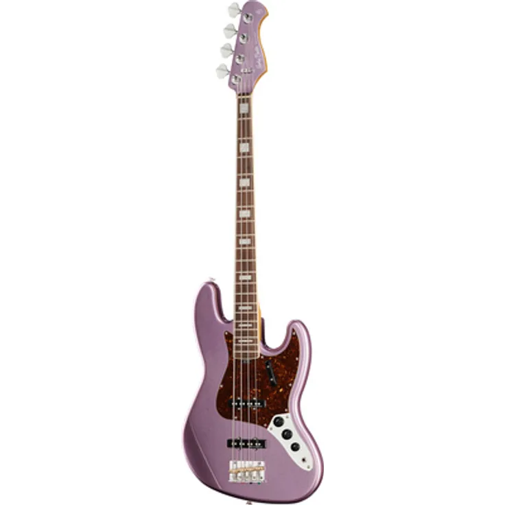 Harley Benton MV-4JB Burgundy Mist, E-Bass Deluxe Serie mit Erle-Korpus und karamellisiertem kanadischen Bergahorn-Hals, Burgundy Mist