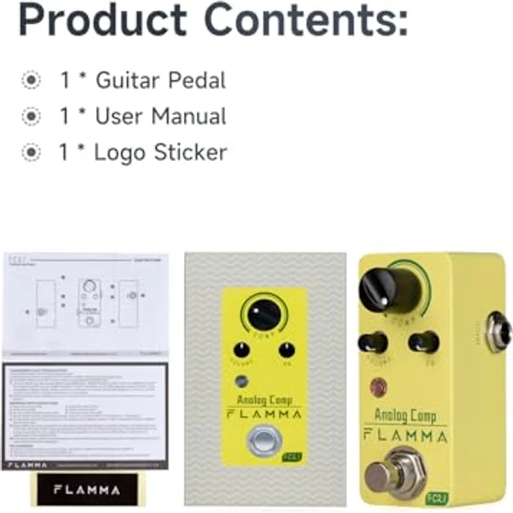 Flamma FC21 Optical Compressor, analoges Effektgerät mit Kompression, Comp, Volume EQ Regler, True Bypass, robustes Metallgehäuse – Bild 6