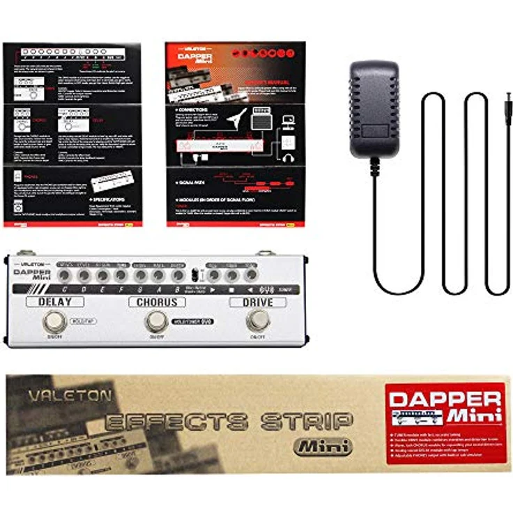 Valeton Dapper Mini 4 Effect Strip, kompaktes 4-in-1 Gitarren-Multieffektgerät mit Stimmgerät, Overdrive, Chorus & Tap-Delay – Bild 5