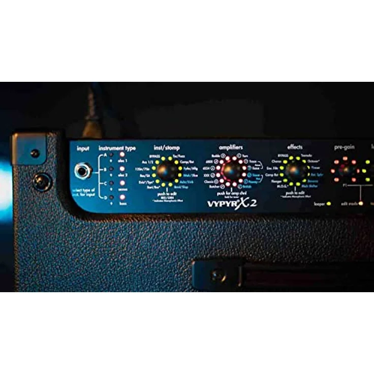 Peavey Vypyr X2, Modelling-Combo für E-Gitarre, Bass und Akustikgitarre, 60 Watt RMS, 12" Lautsprecher, 36 Amp-Modelle, 26 Effekte, Schwarz – Bild 3