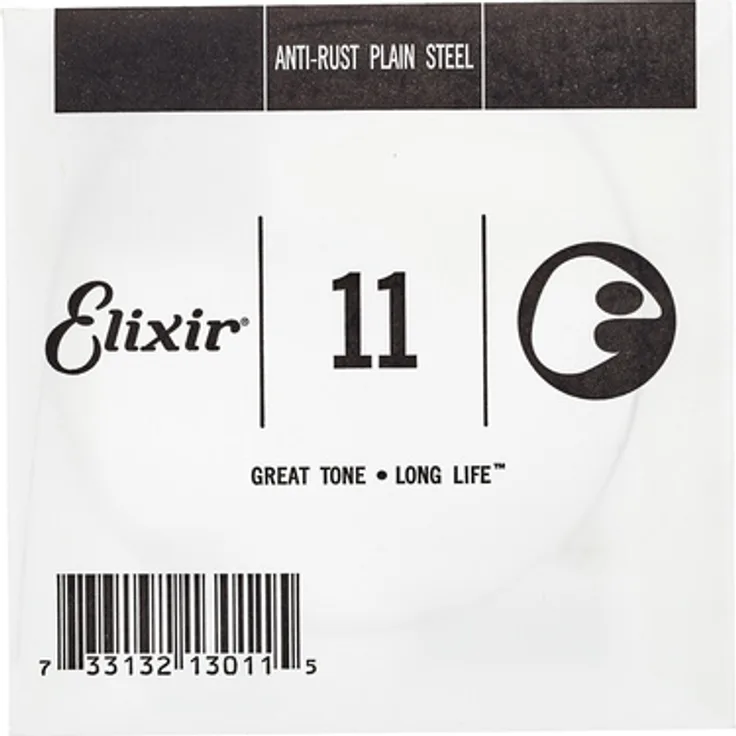 Elixir .011 Single String Plain Steel, E-Gitarrensaite aus nicht umwickeltem Stahl mit Anti-Rust Technologie zur Verlängerung der Lebensdauer