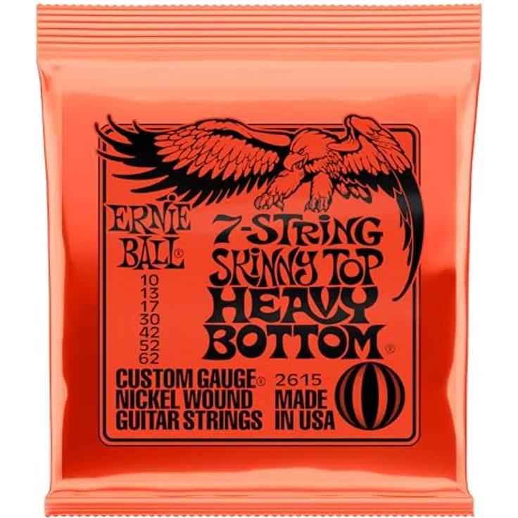 Ernie Ball 2615 Skinny Top Heavy 7, E-Gitarrensaiten Set für 7-Saiter, Nickel Wound, Stärken: 010-013-017-030-042-052-062 – Bild 1