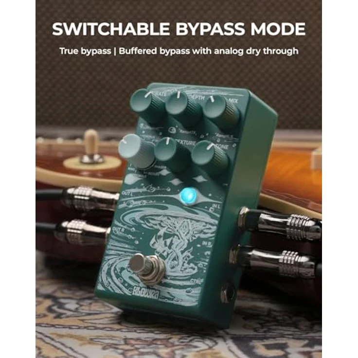 Klowra Sprout Modulation Gitarrenpedal mit 9 Effekten, CTRL-Eingang, Tap Tempo & Presets, Green Sprout – Bild 5