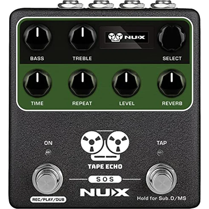 NUX NDD7 Tape Echo Pedal mit MIDI, authentischer Tape Echo Simulation, unabhängiger Federhall, USB-Anschluss, grün – Bild 1