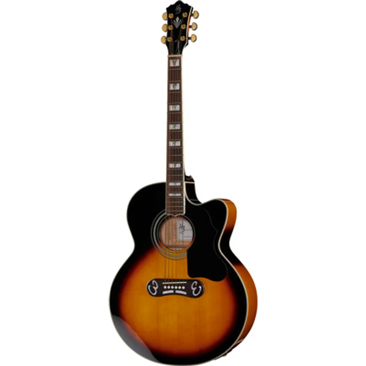 Harley Benton Custom Line King-CE VS, Jumbo Westerngitarre mit massiver Fichten-Decke, Ovangkol Griffbrett, Vintage Sunburst Hochglanz, Fishman Presys-II Pickup System