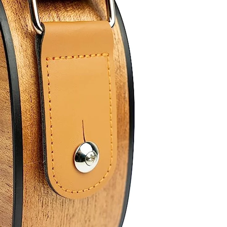 CASCHA Ukulele Gurt, verstellbarer Tragegurt aus Baumwolle, bis 139cm, beige mit Lederenden – Bild 5