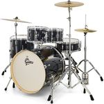 Gretsch Drums Energy Standard Black, Schlagzeug Set mit 22" Bass Drum, Pappelholz Kesseln, chromfarbener Hardware und Paiste Beckensatz