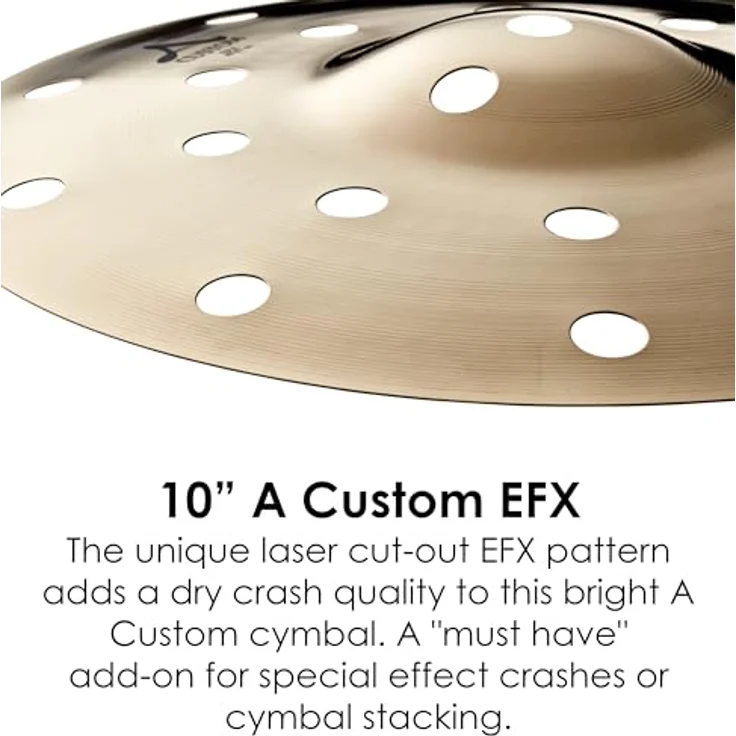 Zildjian 10" A-Custom EFX Splash, Brillant Becken mit schneller Ansprache und kurzem Sustain für trashy Akzente – Bild 3