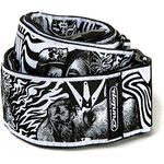 Jim Dunlop Gitarrengurt I Love Dust - Skulls - Weiß/Schwarz, hochwertiger Gitarrengurt aus den USA mit attraktiven Totenkopf-Design