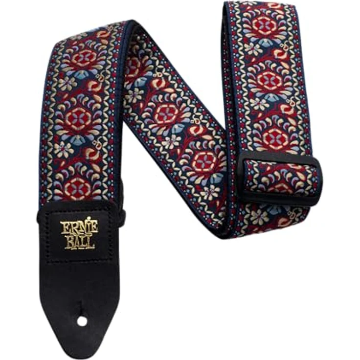 Ernie Ball Jacquard-Gitarrengurt Royal Bloom, verstellbare Länge 104-182 cm, Maschinenengenähte Lederenden, strapazierfähiger Polypropylengurt – Bild 1