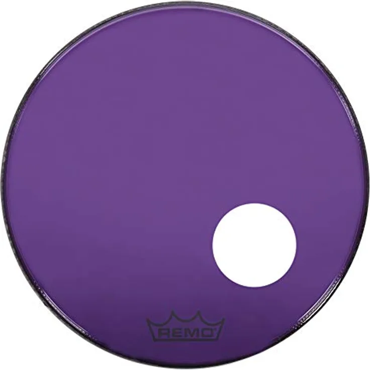 Remo 20" P3 Colortone Reso Purple, Bass Drum Resonanzfell mit 5" Mikrofonloch, lila, 10 mil stark, kräftiger Ton mit kurzem Sustain