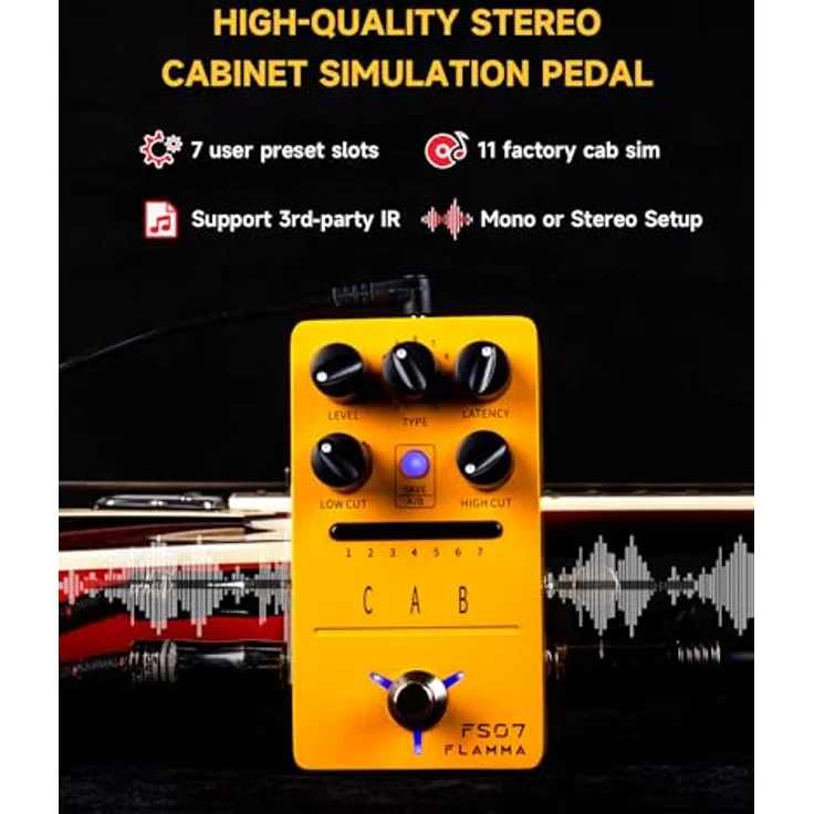 Flamma FS07 Cab IR Loader, Gitarren-Effektgerät mit Stereoausgängen und Latenzregler für zwei individuelle IRs – Bild 2