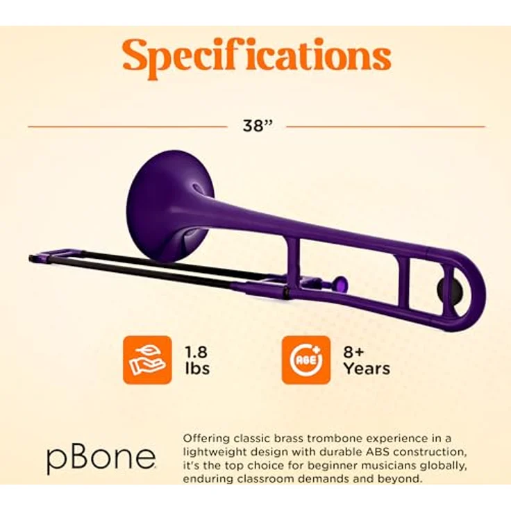 pBone music pBone Purple, Bb-Tenorposaune aus ABS-Kunststoff mit Fiberglass-Zug, ergonomisch und leicht (0,8 kg), inkl. Kunststoffmundstück und Gig Bag – Bild 4
