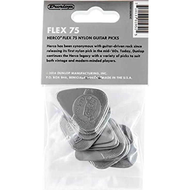 Dunlop Herco Flex 75 Pick Heavy, Plektrum Pack mit 12 Stück, Standardform, Nylon, rutschfest – Bild 5