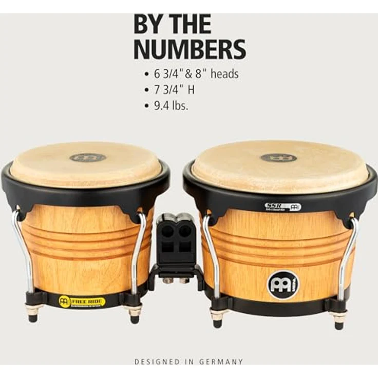 Meinl Marathon Bongos SNT-M, 6 3/4" Macho und 8" Hembra, Gummibaum-Kessel, Super Natural Finish, handselektierte Büffelfelle, inklusive Stimmschlüssel und Öl – Bild 6