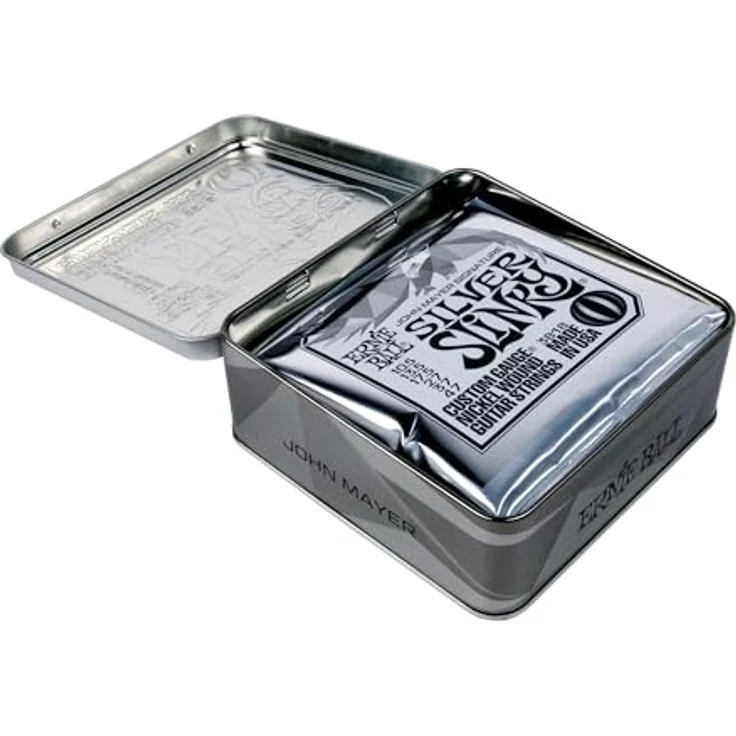 Ernie Ball John Mayer Silver Slinky, E-Gitarrensaiten 3er-Pack Blechdose, verstärkte glatte Saiten 10.5-47 Gauge – Bild 3