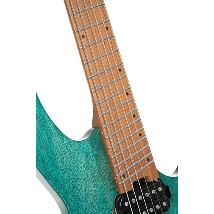 Cort Space G6MS SGTQ, 6-saitige Headless Multiscale E-Gitarre, Okoume Korpus, Turquoise Semi Gloss, mit 2 Cort Voiced Tone VTH-77 Humbuckern und Gigbag – Bild 9
