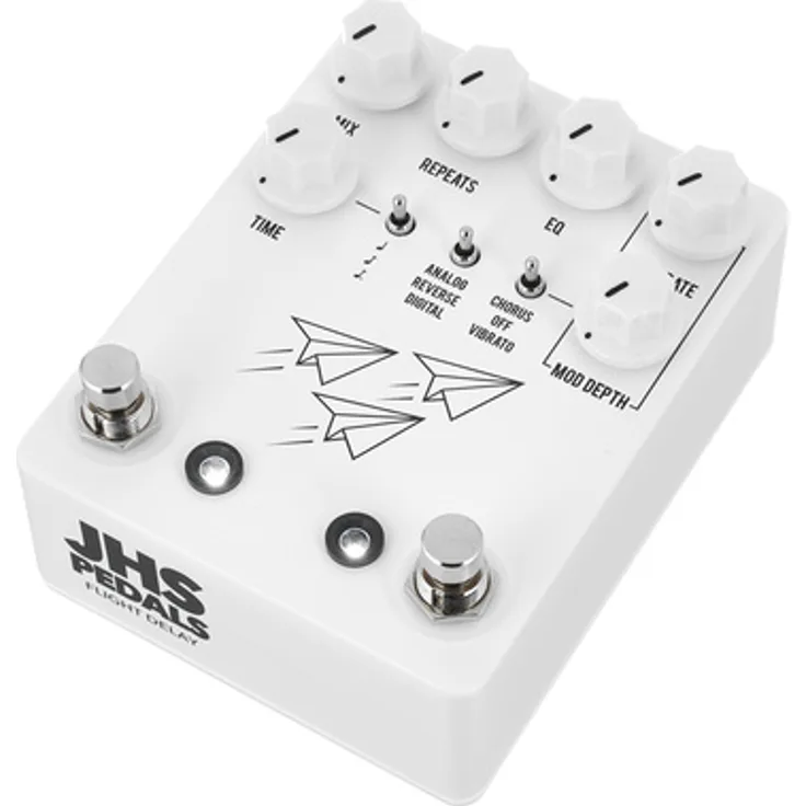JHS Pedals Flight Delay White, Delay Effekt Pedal mit Analog, Reverse und Digital Modi, Modulation, Tap Tempo und Trails Bypass