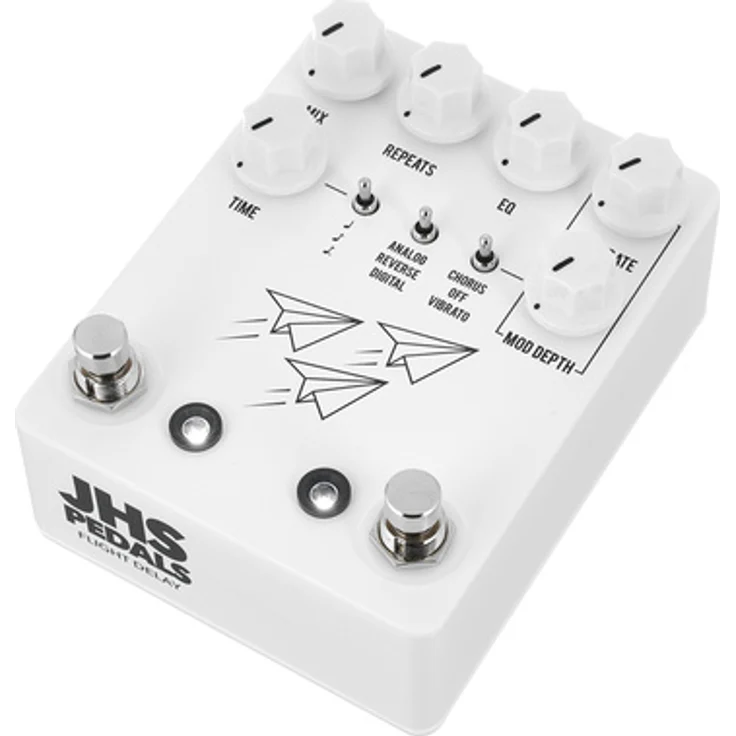 JHS Pedals Flight Delay White, Delay Effekt Pedal mit Analog, Reverse und Digital Modi, Modulation, Tap Tempo und Trails Bypass
