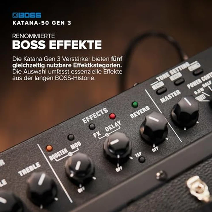 BOSS Katana-50 Gen 3, 50 Watt Combo-Gitarrenverstärker mit 12'' Custom-Lautsprecher, 12 Verstärkercharakteren und integrierten Effekten – Bild 4