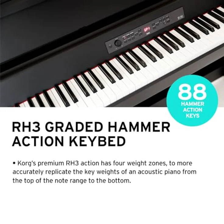 Korg G1 B Air BK, Digital Piano mit 88 Tasten RH3, 29 Sounds, Bluetooth und leistungsstarkem Lautsprechersystem, schwarz matt – Bild 6