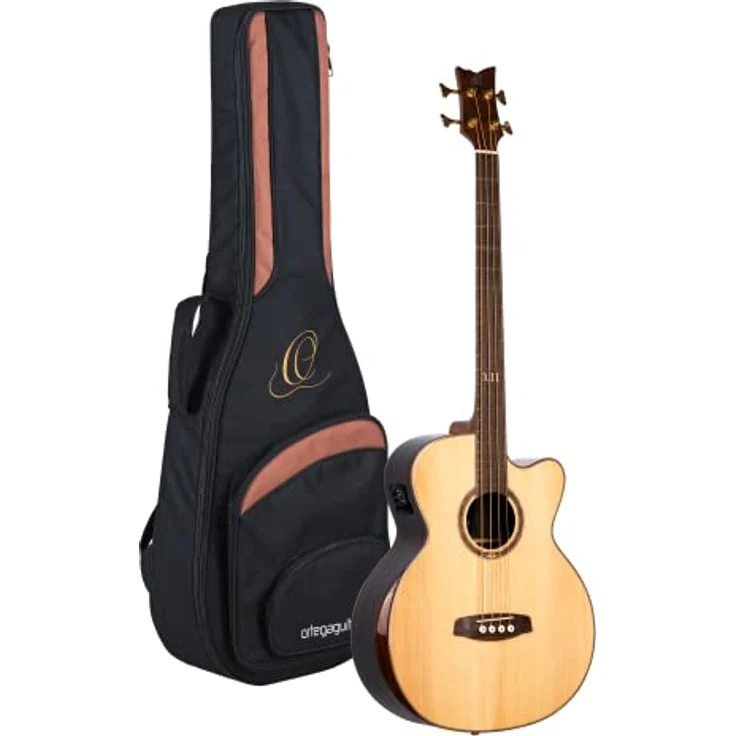 Ortega STRIPEDSU.ACB, Akustikbass mit massiver Alaska Fichtendecke, Cutaway, Natur Hochglanz Finish, inkl. Gig Bag – Bild 1