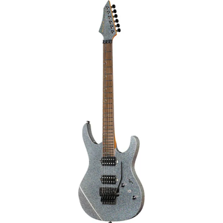 Mooer MMT200 Purple Crystal FR, E-Gitarre mit Floyd Rose Tremolo, Korpus aus Erle, Ahorn-Hals, Palisander-Griffbrett, Chrom-Hardware