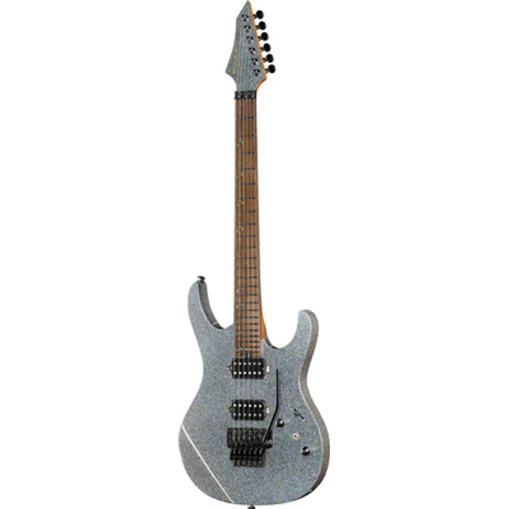 Mooer MMT200 Purple Crystal FR, E-Gitarre mit Floyd Rose Tremolo, Korpus aus Erle, Ahorn-Hals, Palisander-Griffbrett, Chrom-Hardware