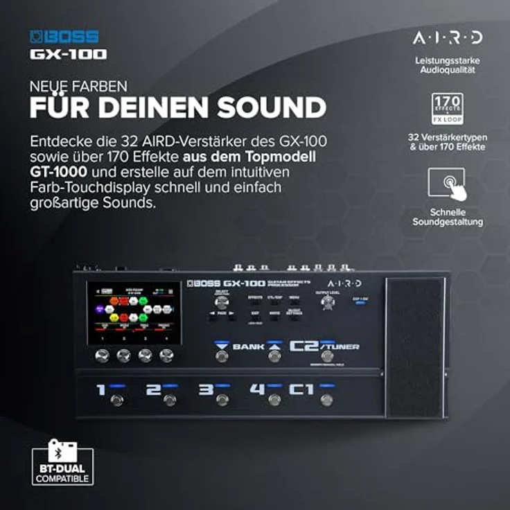 Boss GX-100, Gitarren-Multieffektpedal mit 23 Verstärkertypen, 150 BOSS Effekten und 200 Speicherplätzen – Bild 2