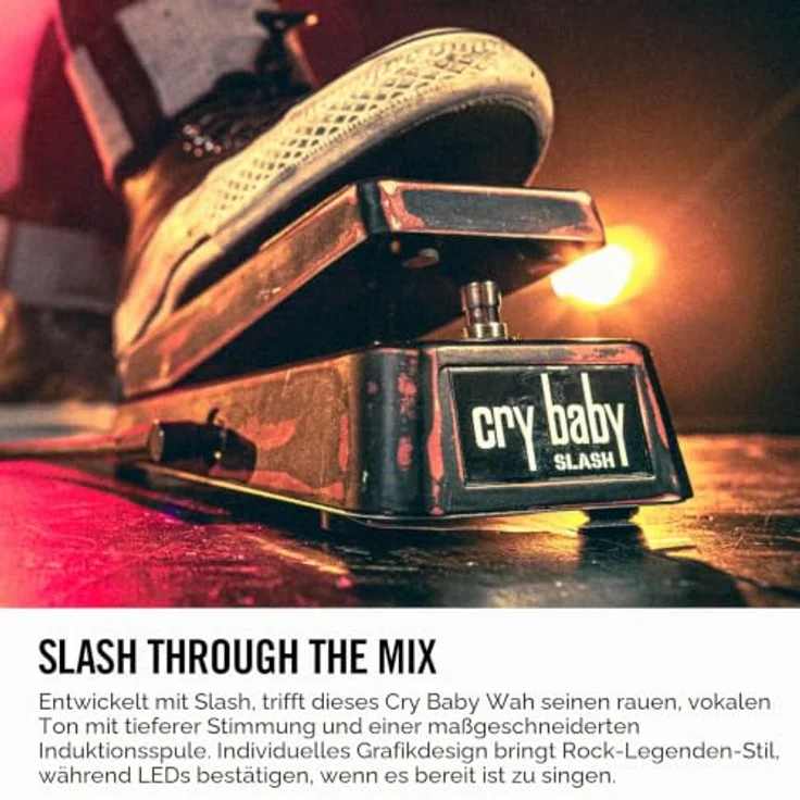 Dunlop Slash Cry Baby Classic, Wah Effekt Pedal für E-Gitarre mit dynamischer Bandbreite und True Hardwire Bypass – Bild 2