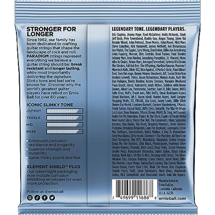 Ernie Ball Primo Slinky Paradigm, Gitarrensaiten für E-Gitarre, Nickel Plated Steel, 0095-044, hohe Langlebigkeit und Korrosionsbeständigkeit – Bild 2