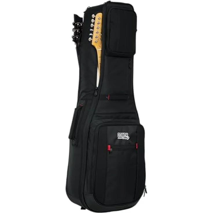 Gator G-PG E-Guitar Double Bag, professionelles Gigbag für 2 E-Gitarren mit Micro-Fleece Innenfutter und Regenschutz, schwarz – Bild 3