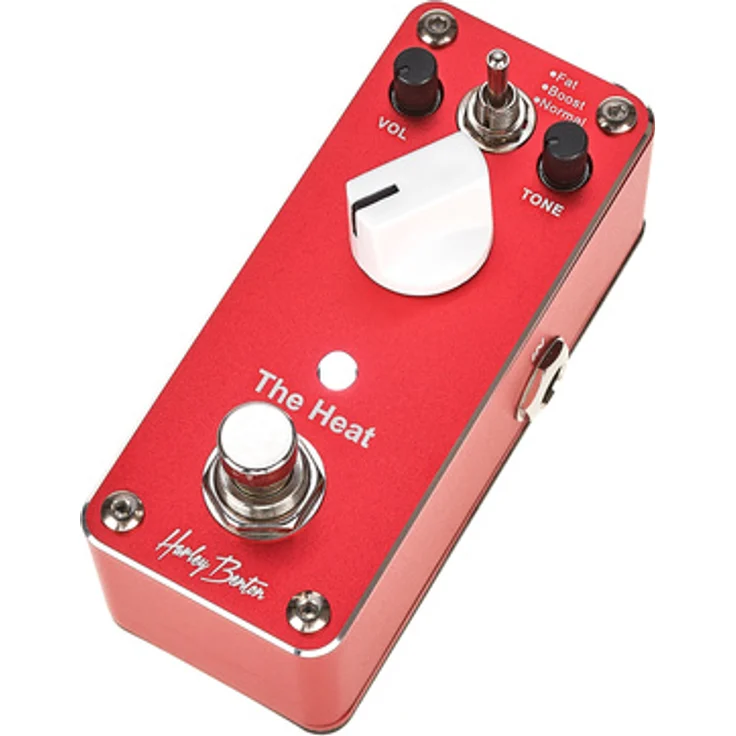 Harley Benton MiniStomp The Heat, Overdrive-Pedal für E-Gitarre mit Amp-Simulation, True Bypass, kompaktes Metallchassis, lautstärke- und klangregelbar, 92mm x 38mm, Gewicht 133g