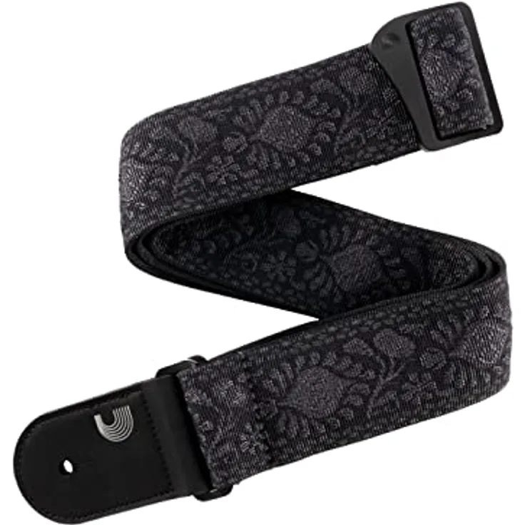 Daddario Guitar Strap 50TB01 Monterey, Gitarrengurt mit verstellbarer Länge von 89cm bis 151cm, extra starke Lederenden, schwarz