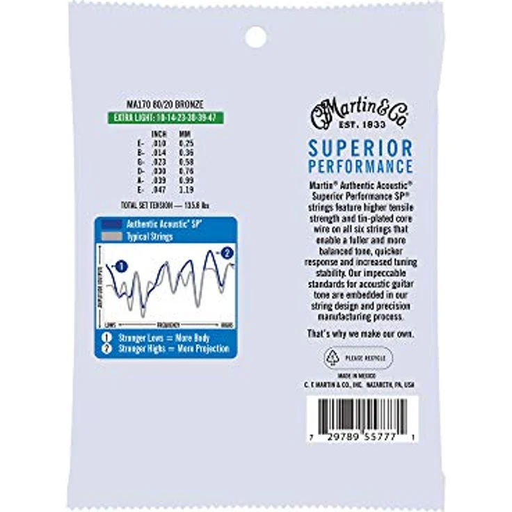 Martin Cordes Authentic 41Y18MA170, Gitarrensaiten Extra Light 10-47, 80/20, HT Bronze, Made in USA – Bild 2
