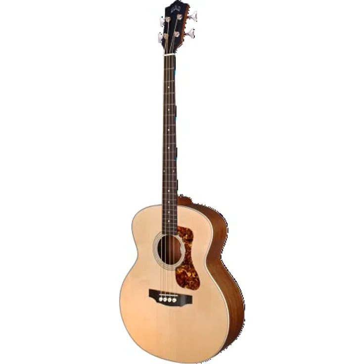 Guild B-240E Acoustic Bass, 4-saitiger Jumbo Akustikbass mit massiver Sitka-Fichtendecke und Mahagoni-Korpus, natur satin Finish
