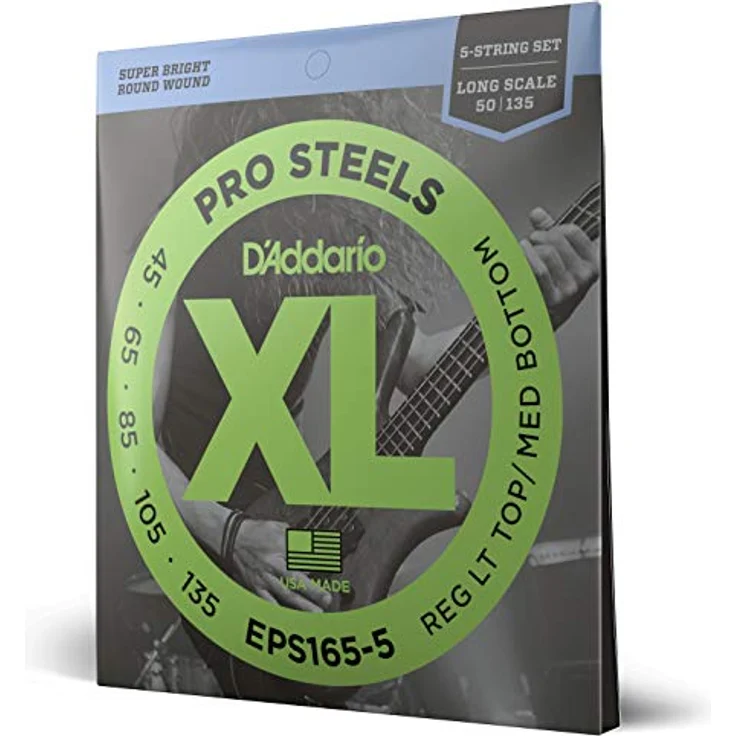 D'Addario EPS165-5 E-Bass Gitarrensaiten, 5-Saiter Satz 045' - 135' für Bassgitarre, ausgewogene Verarbeitung – Bild 1