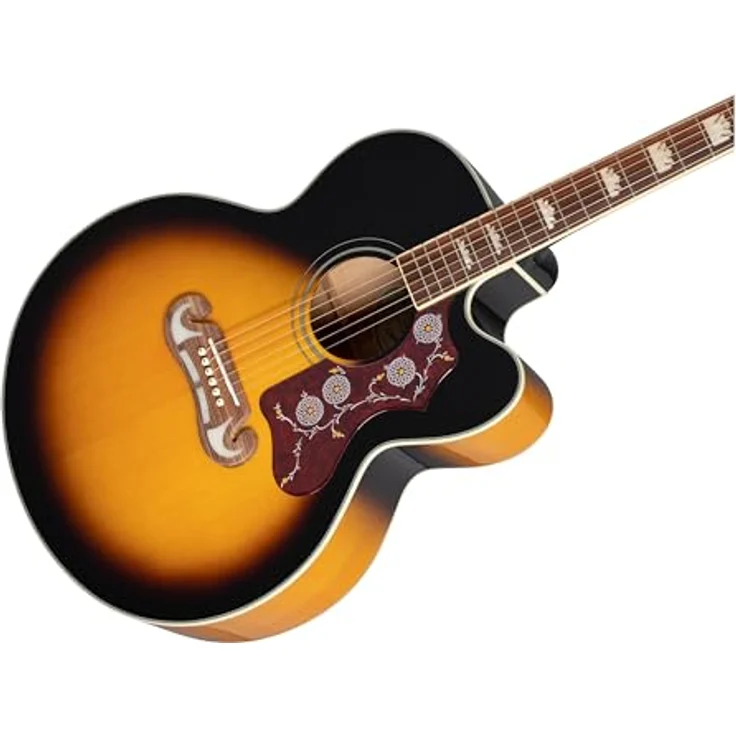Epiphone J-200 EC Studio VS, Jumbo Westerngitarre mit massiver Fichten Decke, Ahorn Korpus, Cutaway und Vintage Sunburst – Bild 2